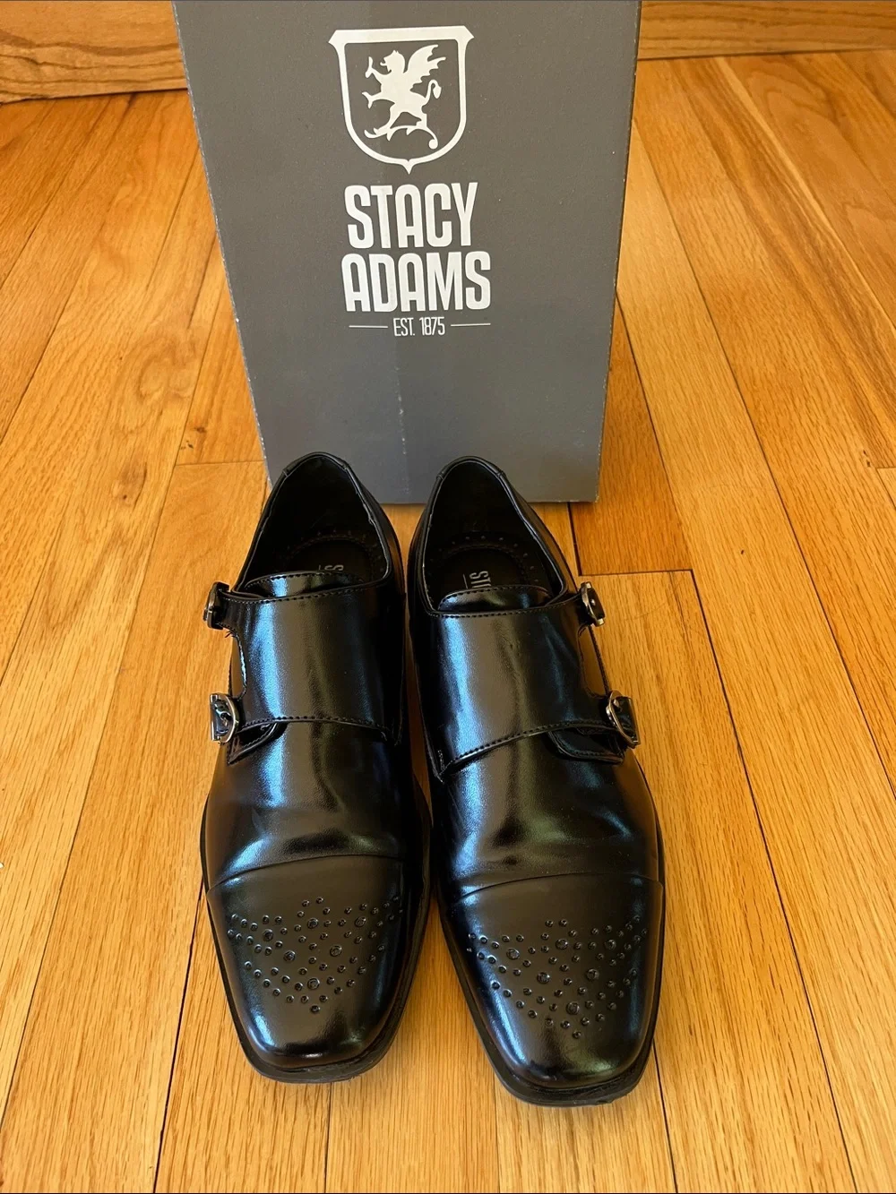 Stacy Adams Black Leather Double Monk Strap Dress Shoes